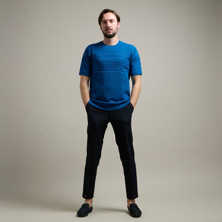 【HIDEAWAYS BLACK】切り替えタックボーダー半袖ニット | NICOLE | 詳細画像5 