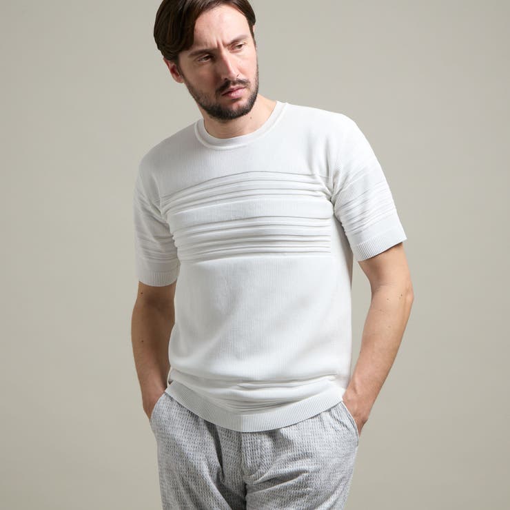 【HIDEAWAYS BLACK】切り替えタックボーダー半袖ニット | NICOLE | 詳細画像6 