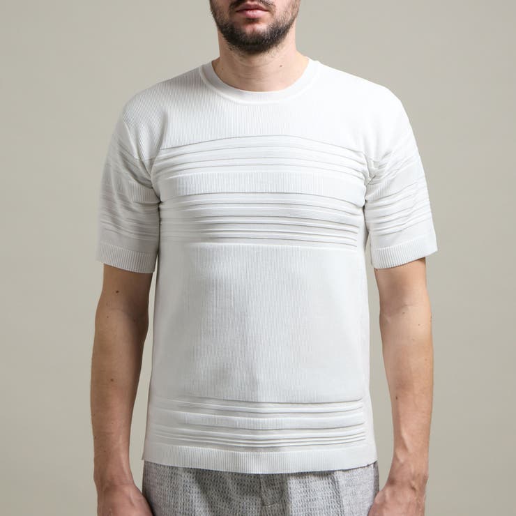 【HIDEAWAYS BLACK】切り替えタックボーダー半袖ニット | NICOLE | 詳細画像7 