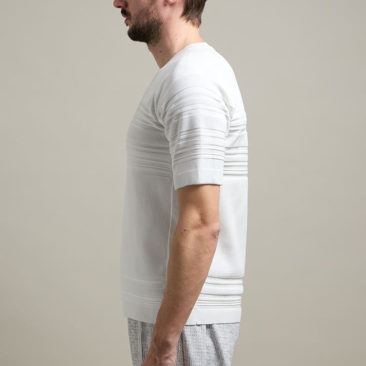 【HIDEAWAYS BLACK】切り替えタックボーダー半袖ニット | NICOLE | 詳細画像9 