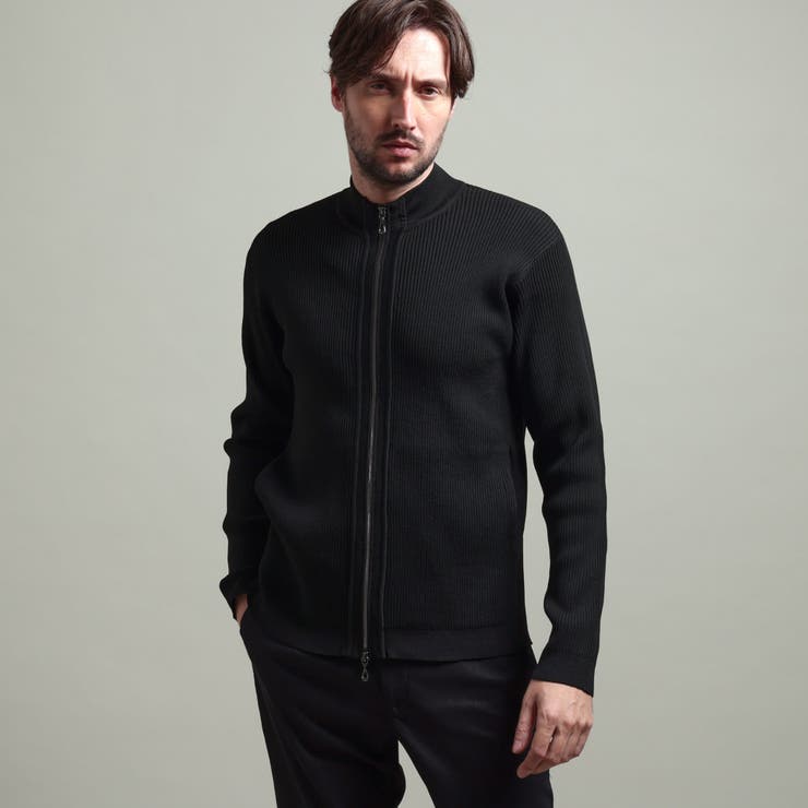 49ブラック | 【HIDEAWAYS BLACK】フルジップスタンドニットブルゾン | NICOLE