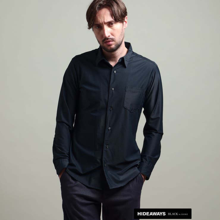 60ブルー | 【HIDEAWAYS BLACK】シアーマイクロチェックレギュラーカラーシャツ | NICOLE