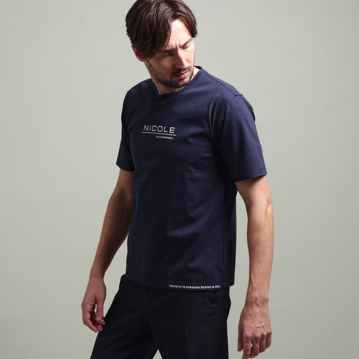 67ネイビー | 【HIDEAWAYS BLACK】激シルケットVネック半袖Ｔシャツ | NICOLE