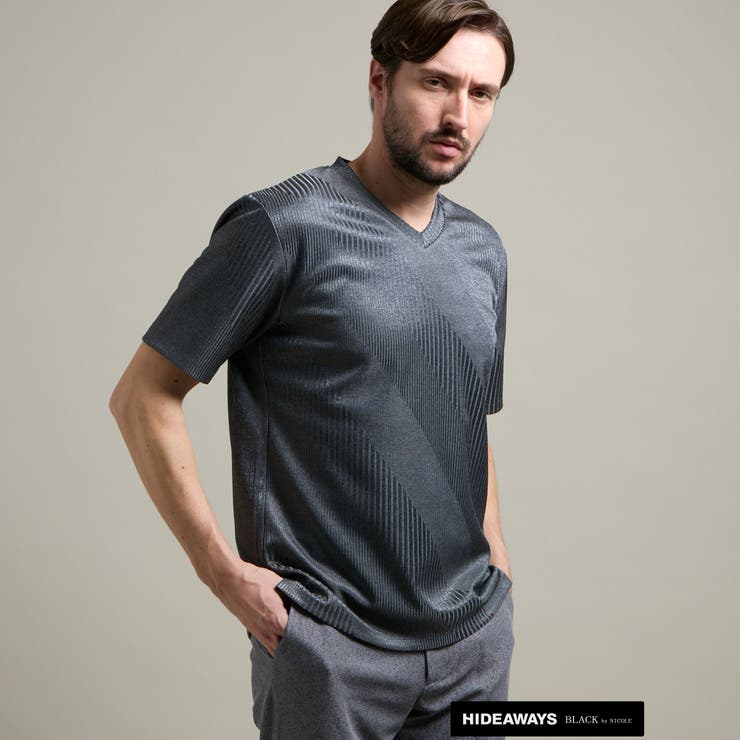 【HIDEAWAYS BLACK】ハイブリットエアジャージー半袖Ｔシャツ | NICOLE | 詳細画像1 