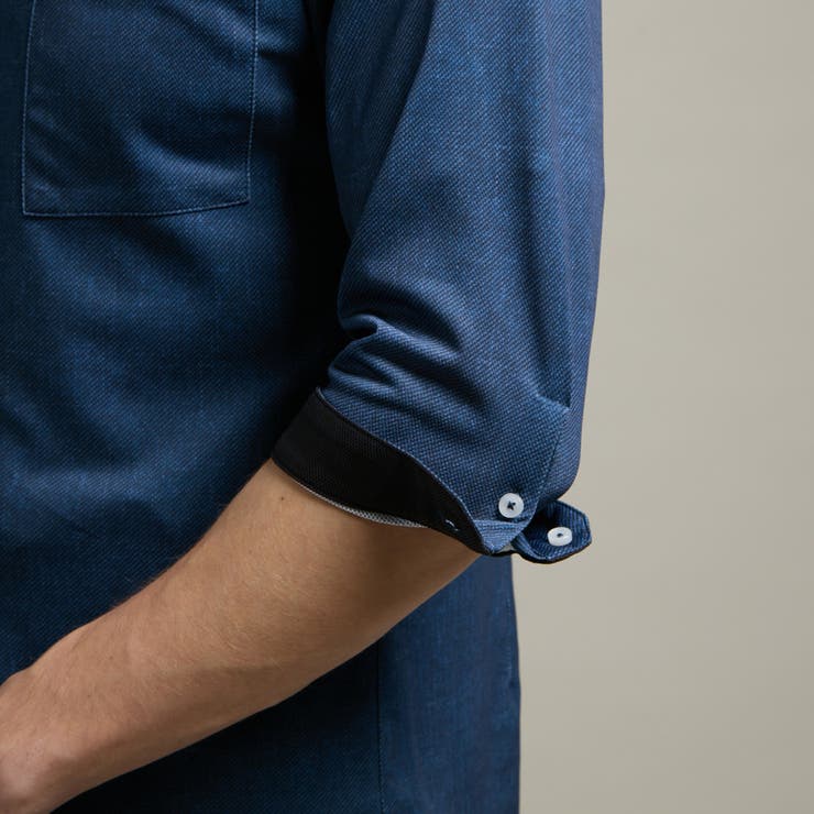 カスレプリント ７分袖スタンドカラーシャツ | NICOLE | 詳細画像14 