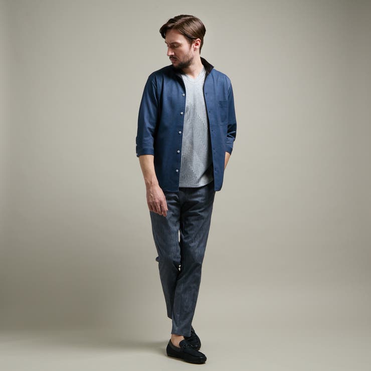 カスレプリント ７分袖スタンドカラーシャツ | NICOLE | 詳細画像3 