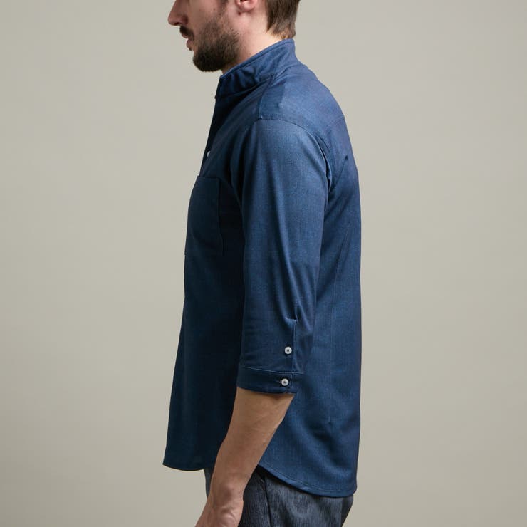 カスレプリント ７分袖スタンドカラーシャツ | NICOLE | 詳細画像7 