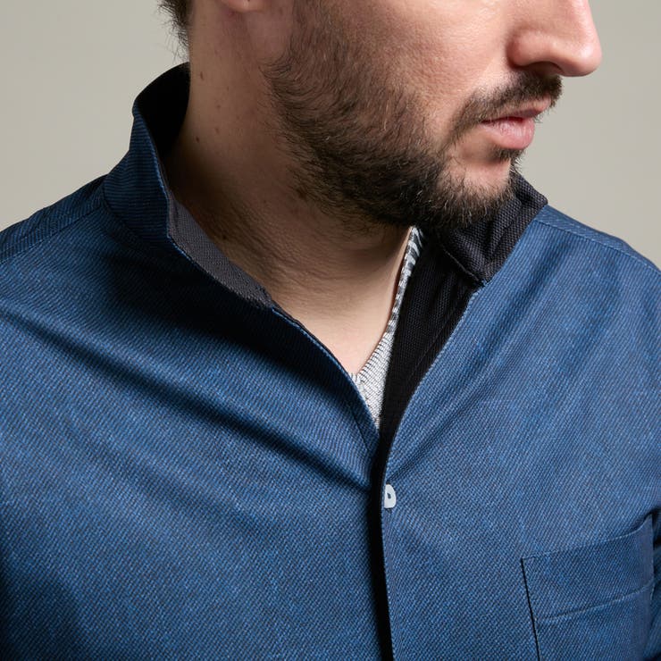 カスレプリント ７分袖スタンドカラーシャツ | NICOLE | 詳細画像9 