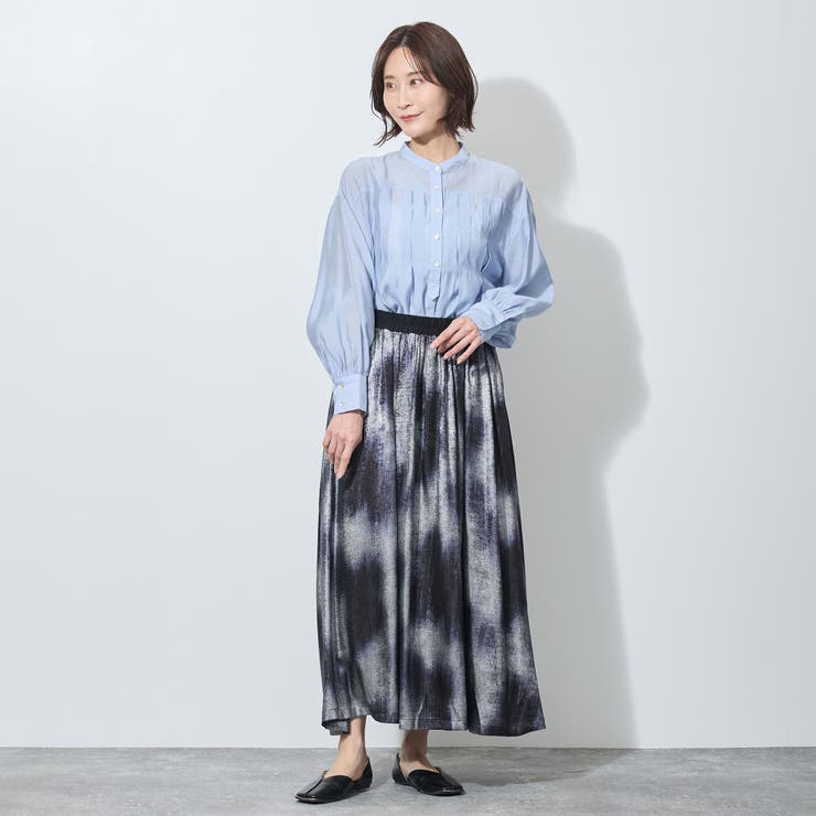【WALDO】ウエストゴムムラ染め光沢プリントギャザーフレアースカート | NICOLE | 詳細画像5 
