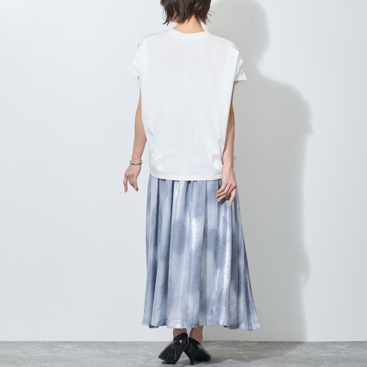 【WALDO】ウエストゴムムラ染め光沢プリントギャザーフレアースカート | NICOLE | 詳細画像9 