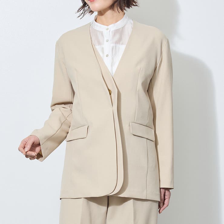 【WALDO】レイヤード風ノーカラージャケット | NICOLE | 詳細画像1 