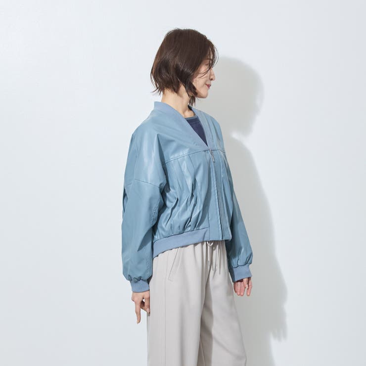 【WALDO】合皮プリーツジップアップブルゾン | NICOLE | 詳細画像8 