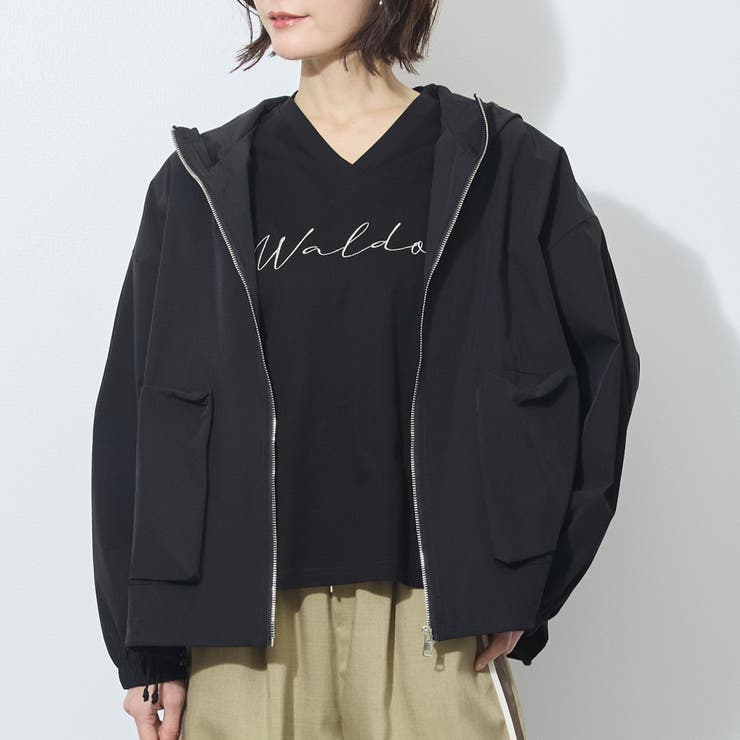 49ブラック | 【WALDO】フード付きジップアップ一重ブルゾン | NICOLE