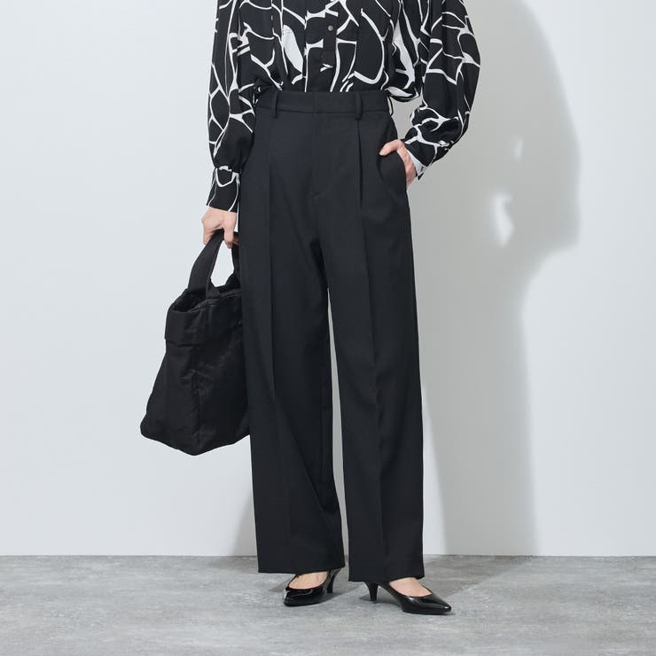49ブラック | 【WALDO】センタープレス入り1タックストレートパンツ | NICOLE