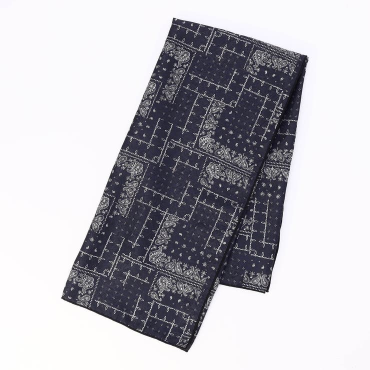 67ネイビー | 【WALDO】バンダナ柄大判スカーフ | NICOLE