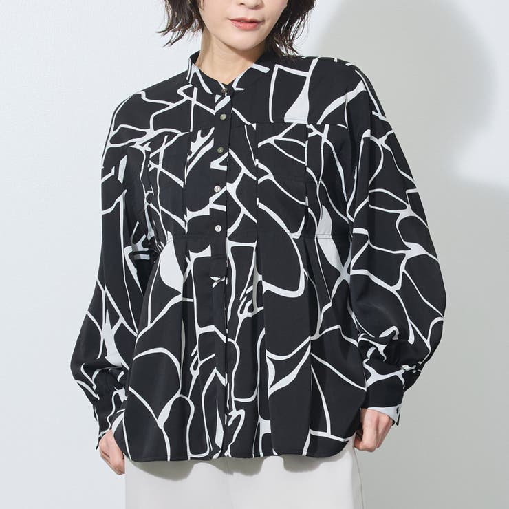 91その他2 | 【WALDO】前付き合わせタック入りバンドカラーブラウス | NICOLE