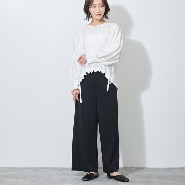 【WALDO】裾ドロスト入りノーカラーブラウス | NICOLE | 詳細画像2 