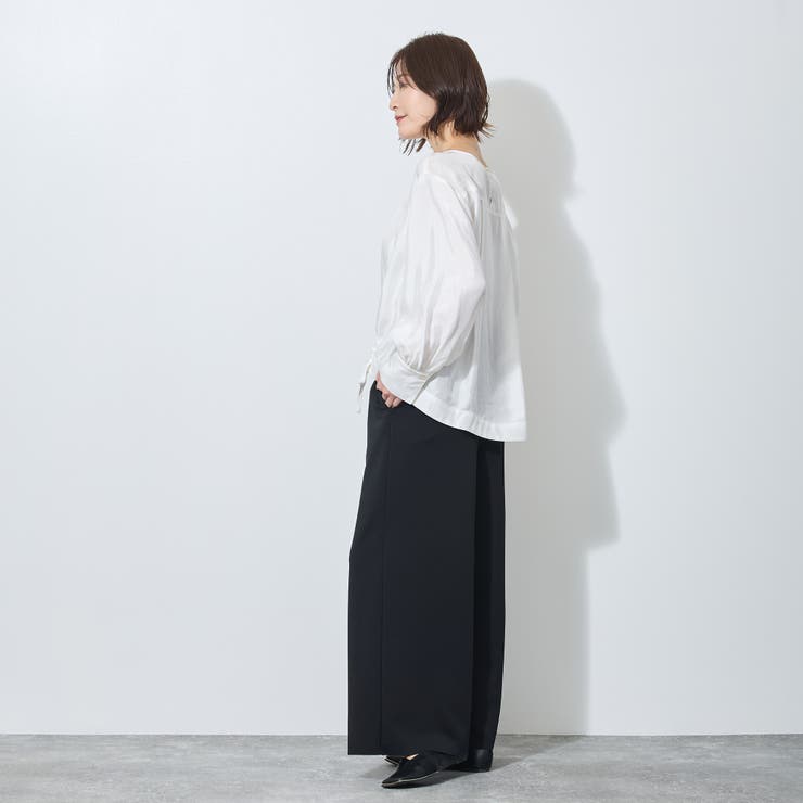【WALDO】裾ドロスト入りノーカラーブラウス | NICOLE | 詳細画像3 