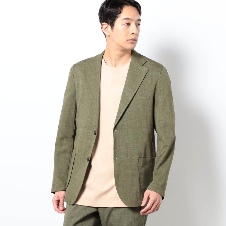 46カーキ | リネンライクポリエステルテーラードジャケット | NICOLE