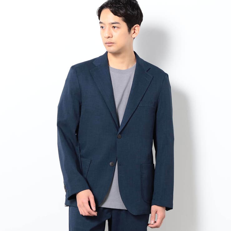 67ネイビー | リネンライクポリエステルテーラードジャケット | NICOLE