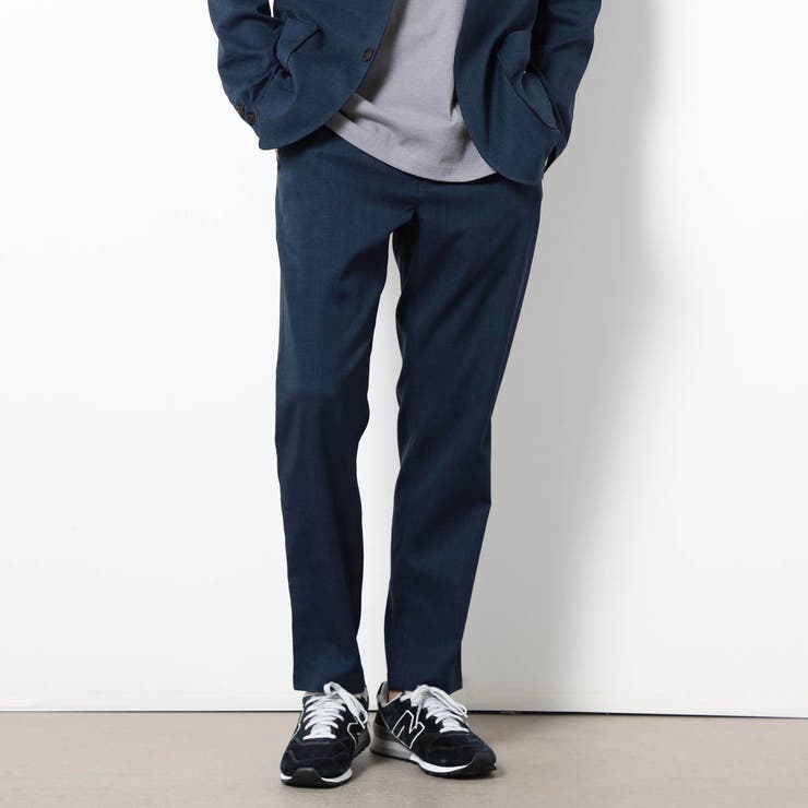 67ネイビー | リネンライクポリエステルテーパードパンツ | NICOLE