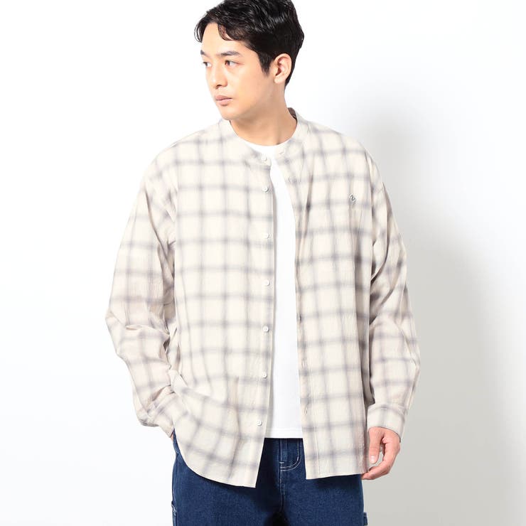 BROOKLYN OVERALL テクスチャーチェック バンドカラーシャツ | NICOLE | 詳細画像1 