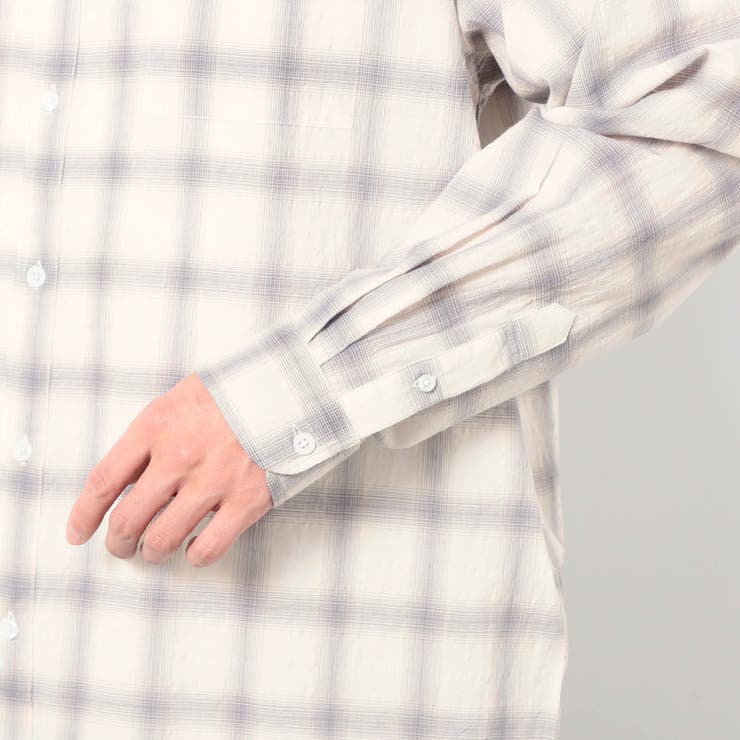 BROOKLYN OVERALL テクスチャーチェック バンドカラーシャツ | NICOLE | 詳細画像7 