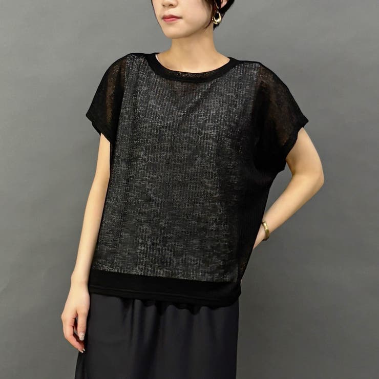 49ブラック | 透け感のあるシアートップス×タンクセット | NICOLE