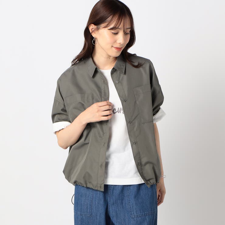 46カーキ | ドロスト付き 半袖シャツ | NICOLE