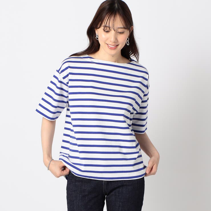 60ブルー | 日本製デラヴェ天竺 半袖Ｔシャツ ボーダー/シーズンカラー | NICOLE
