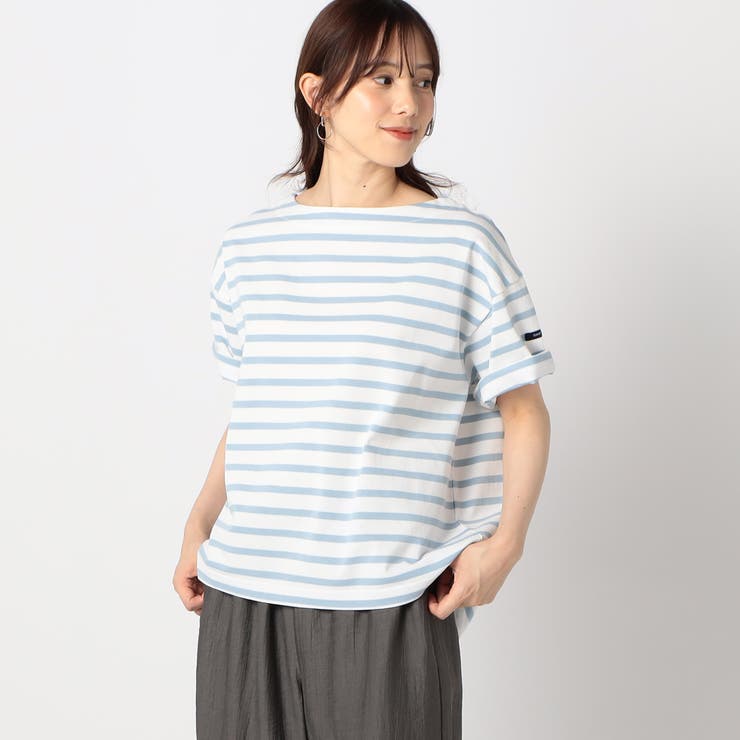 64サックス | 日本製デラヴェ天竺 半袖Ｔシャツ ボーダー/シーズンカラー | NICOLE
