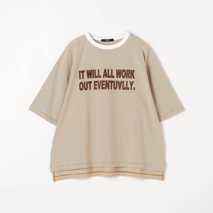 15キャメル | ミジンボーダーフロッキーロゴTシャツ | NICOLE