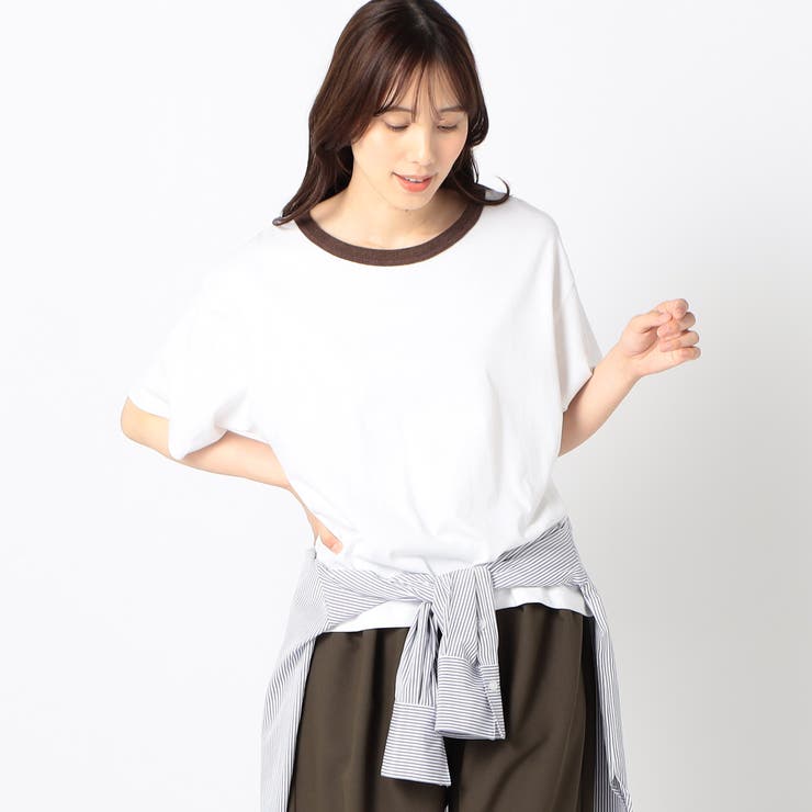 09ホワイト | 【DISCUS別注】 衿パイルリンガーTシャツ | NICOLE