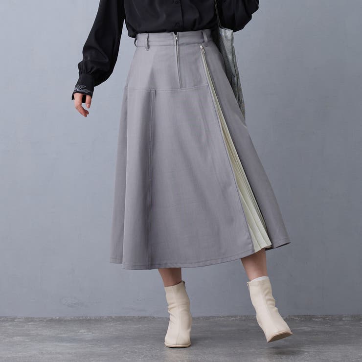 19ライトグレー | スリットプリーツフレアスカート | NICOLE