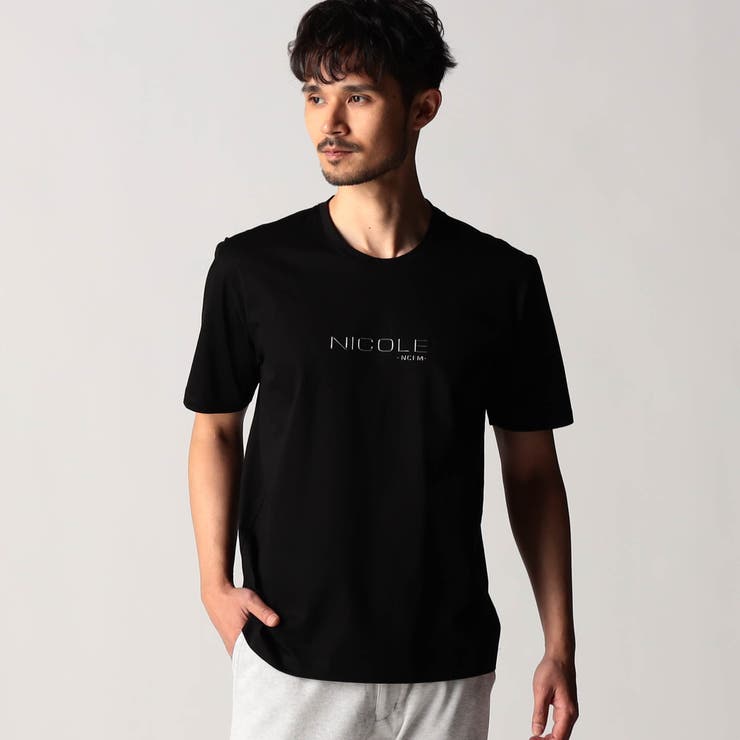 49ブラック | メタルジェルロゴ半袖Ｔシャツ | NICOLE