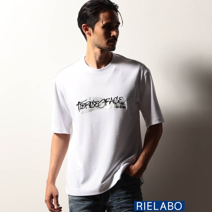 09ホワイト | 【RIELABO】刺繍ロゴプリントTシャツ | NICOLE