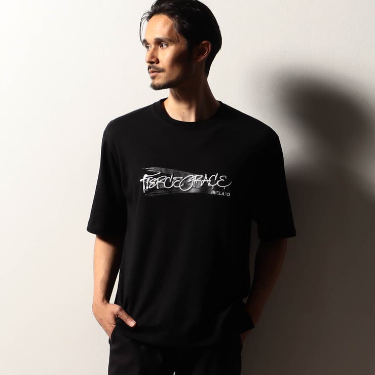 49ブラック | 【RIELABO】刺繍ロゴプリントTシャツ | NICOLE