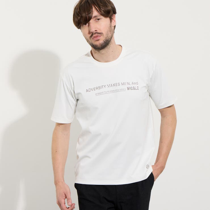 09ホワイト | メタルジェルプリント半袖Tシャツ | NICOLE