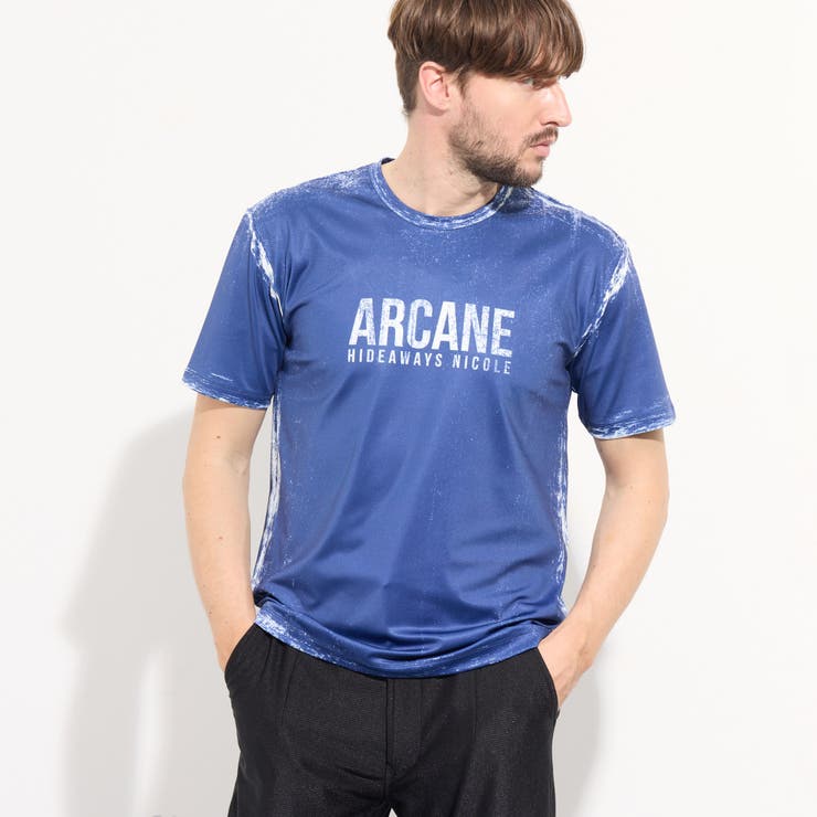 67ネイビー | ハケメ×ロゴ柄半袖Tシャツ | NICOLE
