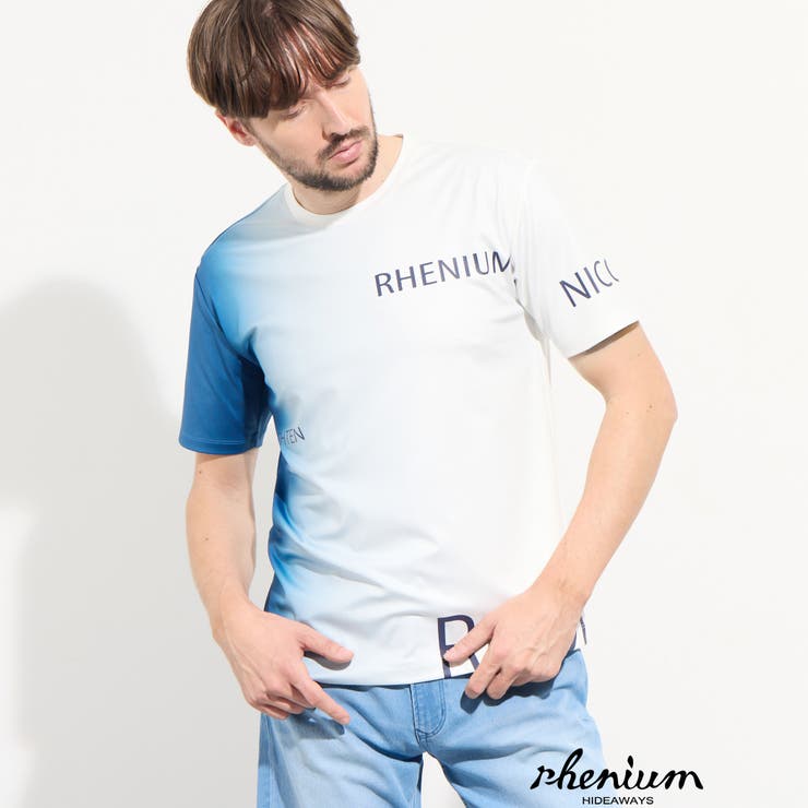 60ブルー | 【WEB限定】グラデーション・ロゴプリント半袖Tシャツ | NICOLE