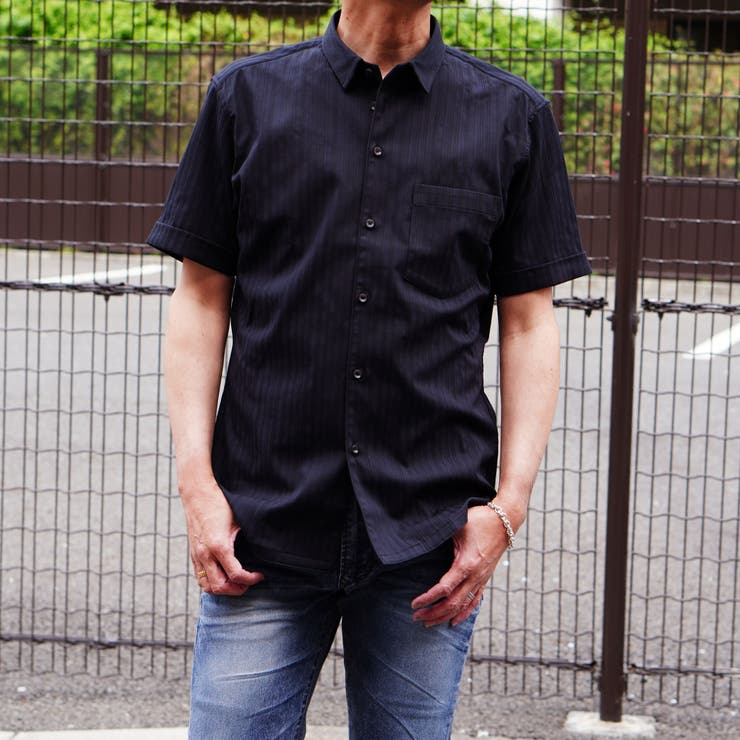 49ブラック | ショートレギュラーカラー５分袖シャツ | NICOLE