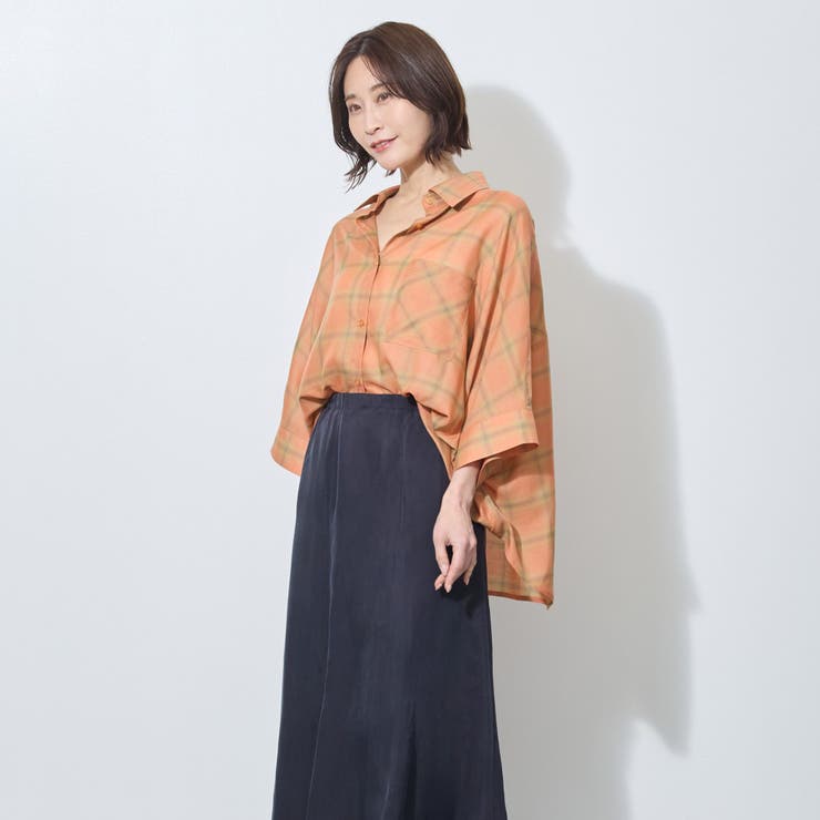 7分袖オンブレーチェックビッグシャツ | NICOLE | 詳細画像5 