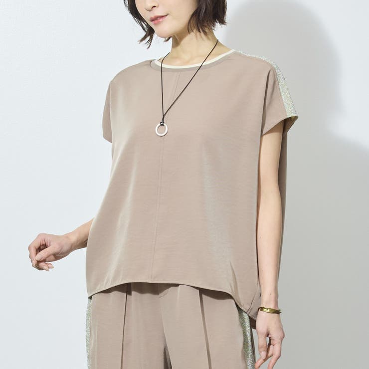 ラメ切替え入りフレンチスリーブプルオーバー | NICOLE | 詳細画像1 