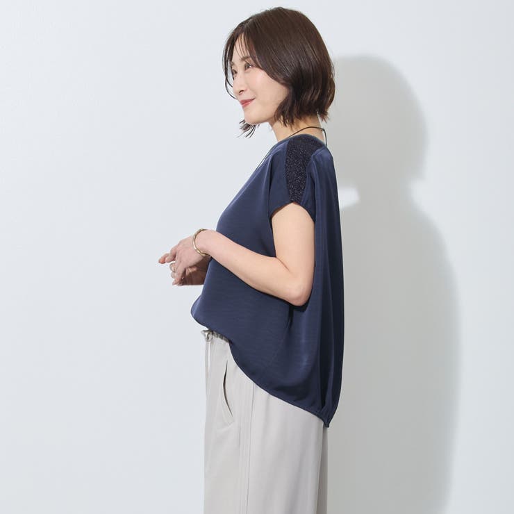 ラメ切替え入りフレンチスリーブプルオーバー | NICOLE | 詳細画像13 