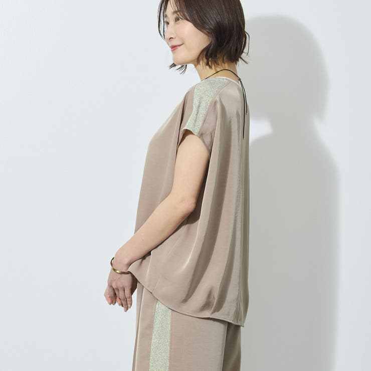 ラメ切替え入りフレンチスリーブプルオーバー | NICOLE | 詳細画像3 