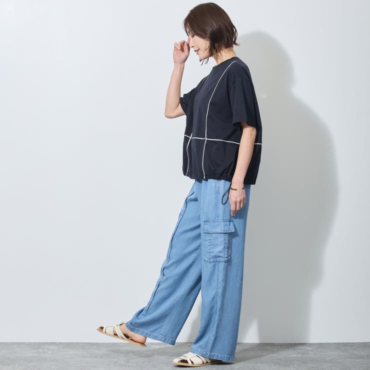 配色パイピング切替え半袖Tシャツ | NICOLE | 詳細画像12 