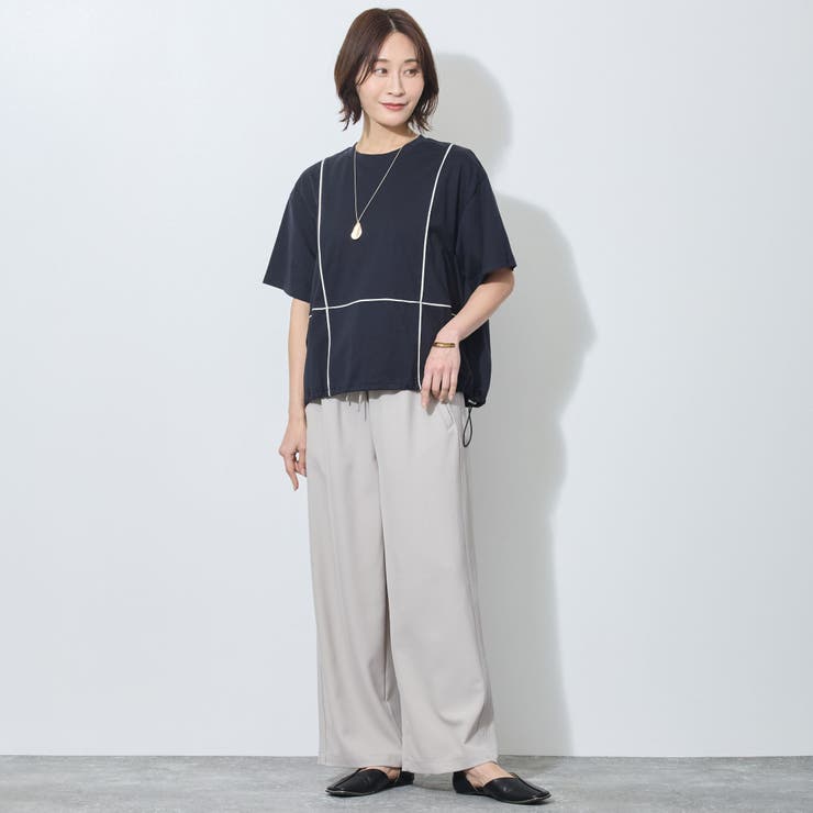 配色パイピング切替え半袖Tシャツ | NICOLE | 詳細画像15 