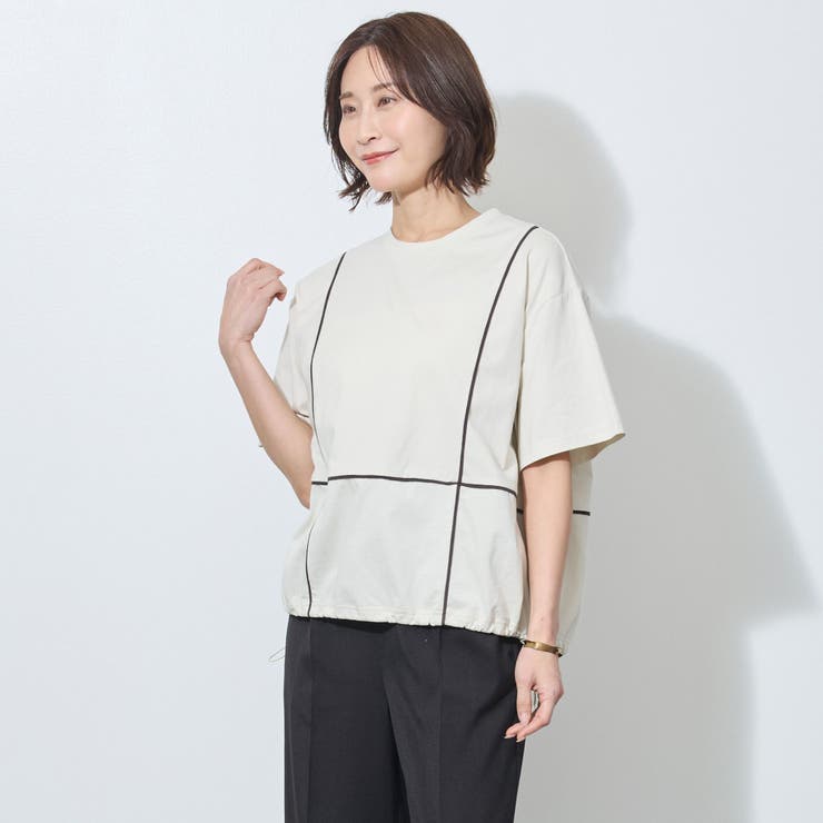 配色パイピング切替え半袖Tシャツ | NICOLE | 詳細画像6 