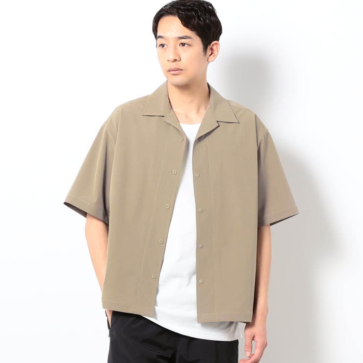 18ベージュ | ストレッチリップ オープンカラーシャツ | NICOLE