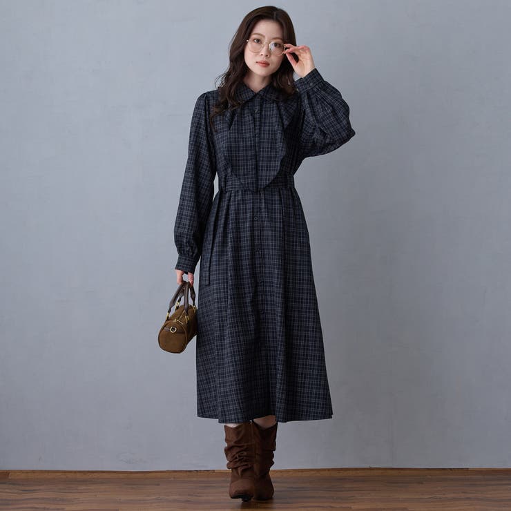 ラッフルフリルチェックワンピース[品番：NICW0008322]｜NICOLE